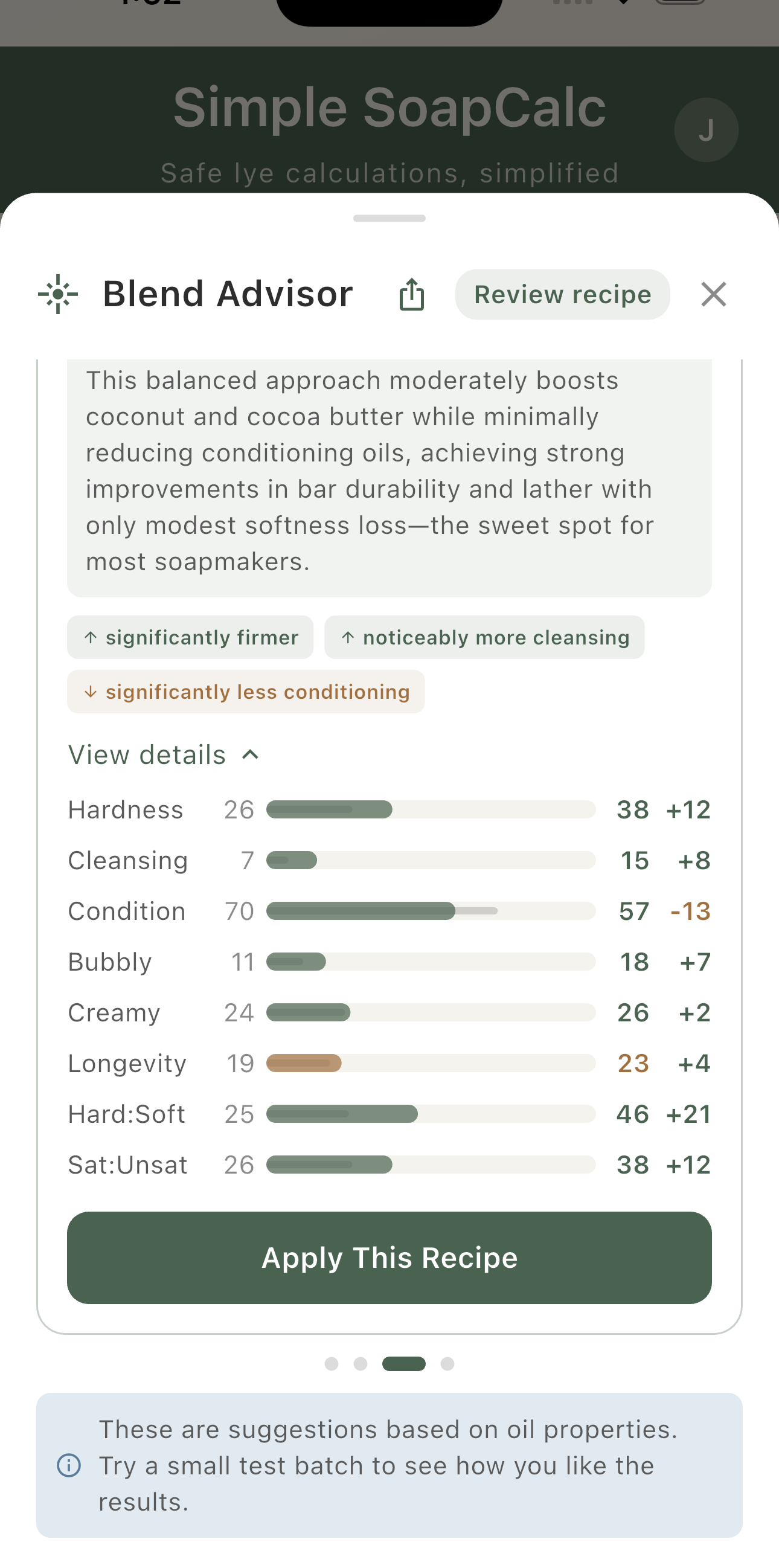 Variation details with Apply This Recipe button